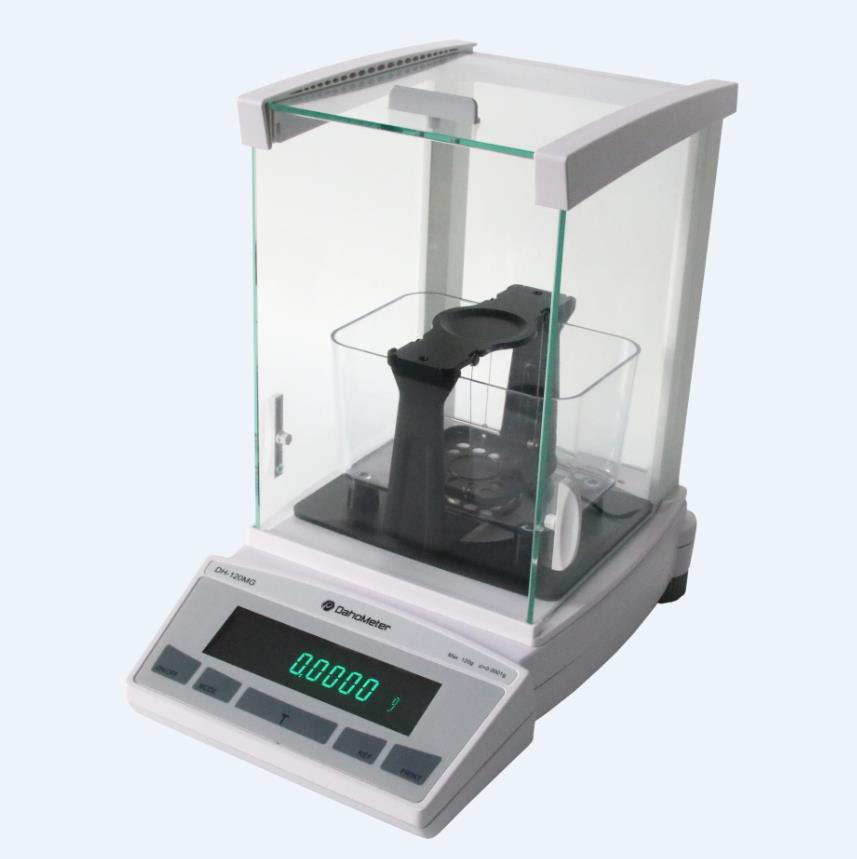 進(jìn)口品牌密度計(jì)DH-120MG適用于：橡膠、塑料、硬質(zhì)合金、粉末冶金、電線電纜、復(fù)合材料、礦石、食品、化妝品、鞋材、玻璃、化工原料、貴金屬回收等行業(yè)。可直接讀出固體、顆粒體、薄膜體、粉末體之樣品在空氣中平均重量、水中平均重量及比重
